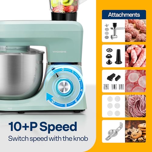 6-in-1 Stand Mixer, 8.5-Quart Tilt-Head Mixer, 10 Speeds, Blue (6-in-1 / Blue)