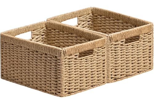 2 Pack Wicker Basket (Rectangular- 2pack 13.4"×8.3"×7.1" / Natural)