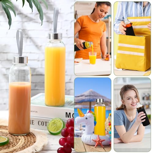 12 Pack Glass Water Bottles with Sleeves (Stylish / Black)