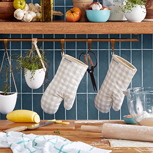 Gingham Oven Mitt 2 (Milkshake Tan / 7"x13")