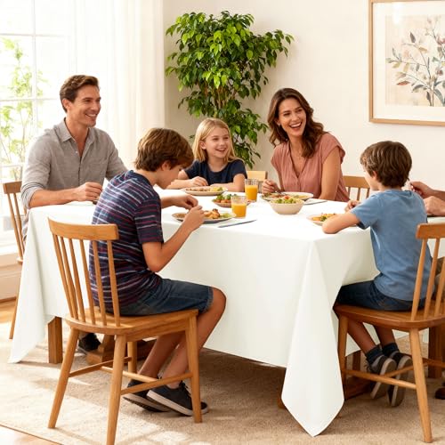 6 Pack Ivory Tablecloths for Rectangle Tables (Ivory / 60x102 In, 6 Pack)