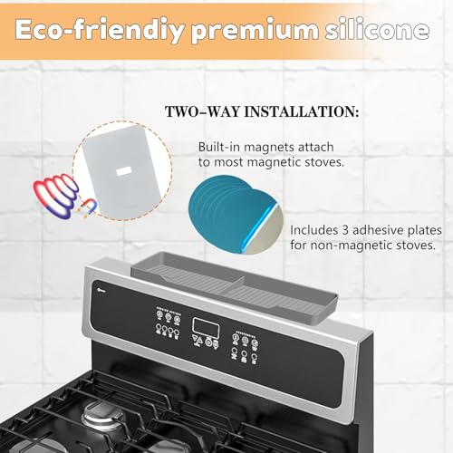 15" Magnetic Silicone Stove Top Shelf (Light Grey / 15 Inch)