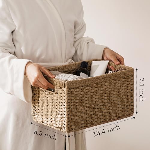 2 Pack Wicker Basket (Rectangular- 2pack 13.4"×8.3"×7.1" / Natural)