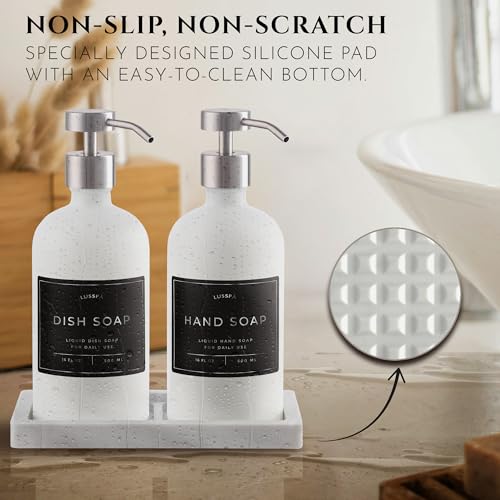 Glass Soap Dispenser Set of 2 (White/Silver)