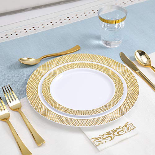 175 Pieces Gold Dinnerware Set for 25 Guests (175Pack Gold Dinnerware Set)