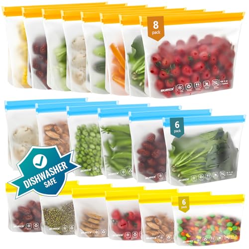 20Pack Reusable Bags Dishwasher Safe (Multicolor)