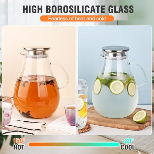 2500ml Glass Pitcher with Lid (88oz)