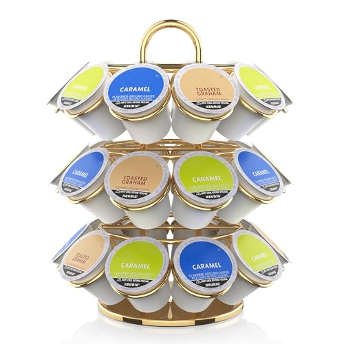 Rotating Coffee Pod Holder for Keurig Pods (27 Pods Capacity-Gold)