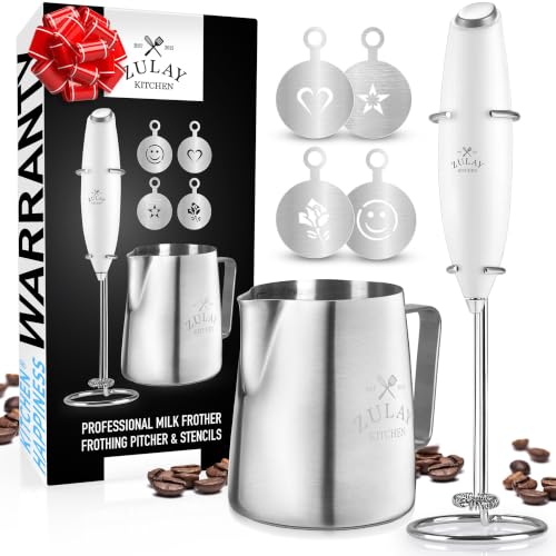 Zulay Premium Gift Milk Frother Set (Winter White / Gift Box Frother)