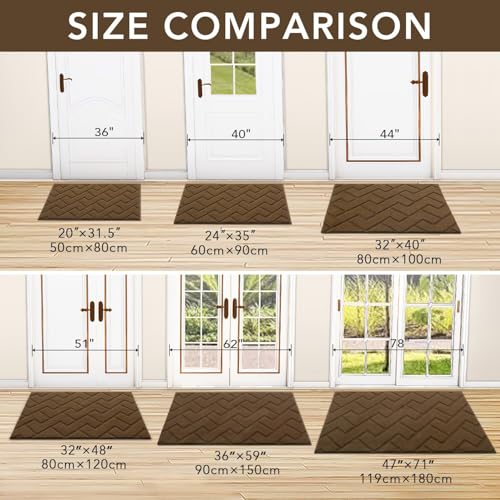 Front Door Mat Outside Entrance (Dark Brown / 59" x 36" (Rectangular))