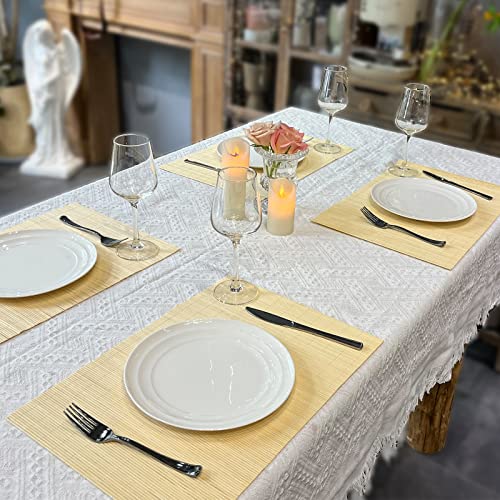 Set of 4 Pcs Bamboo Placemats Sushi Rolling Mat Japanese Style Natural Anti (Natural Color / Set of 4)
