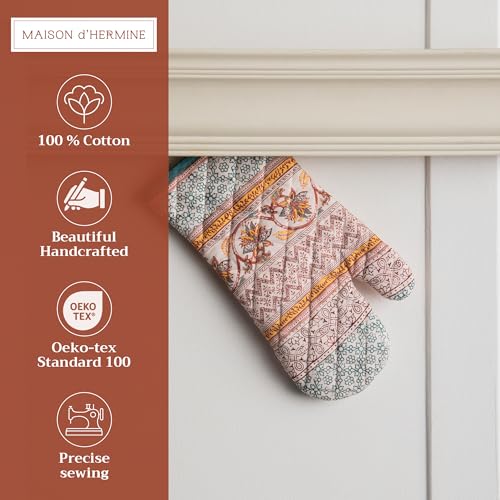 Maison d'Hermine Oven Gloves 100% Cotton Oven Mitt (047 - Nila / 7.5" x 13" (Oven Mitt))