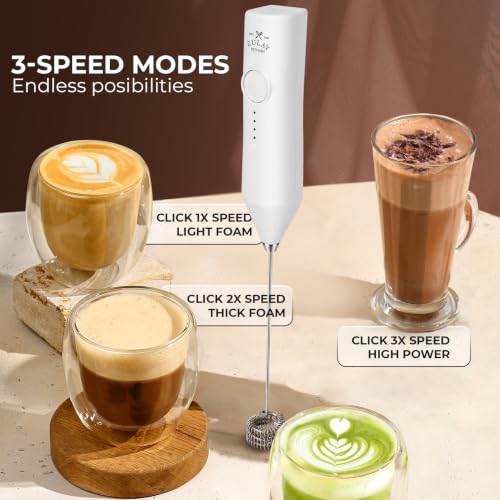 Rechargeable Milk Frother Handheld (ZK Dynamic Tornado White / Rechargeable Z1 Motor Max)