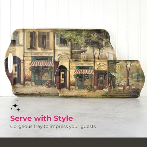 Parisian Scenes Melamine Rectangular Serving Tray (18.9" x 11.6" / Parisian Scenes)