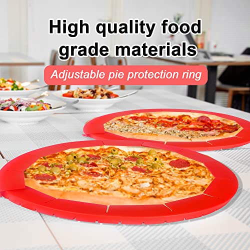 2 Pack Adjustable Silicone Pie Crust Shield & Protector for Baking Pies (Red)
