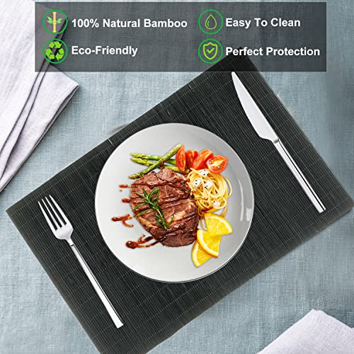 8 Pack Bamboo Placemats (4black / Set of 8)