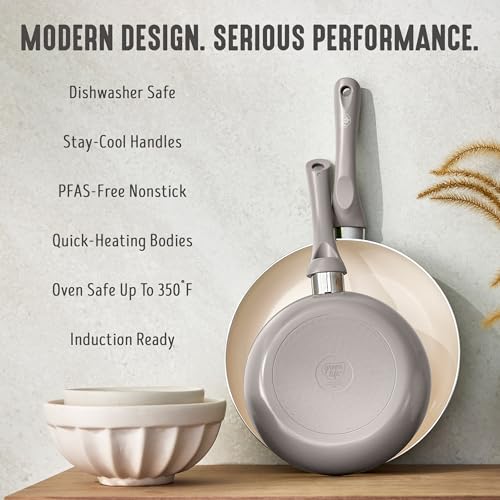 2 Piece 8" & 10" (8" and 10" Frying Pan Skillet Set / Light Gray)