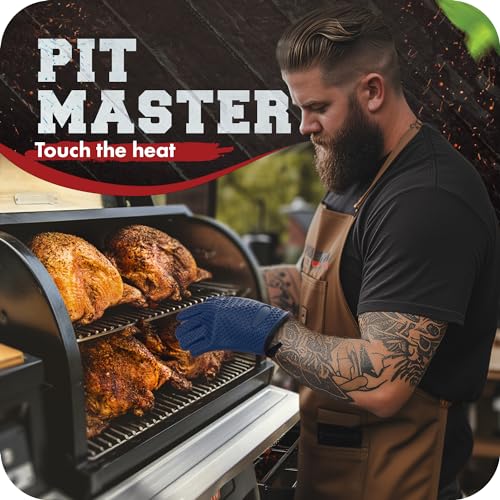 XL Silicone Smoker BBQ Gloves (Blue Ink / X-Large)