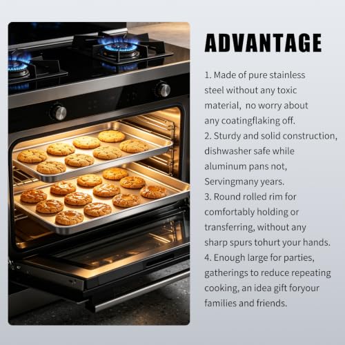 Commercial Grade Heavy Duty Baking Sheets Set of 2 (17.5X13X1in)