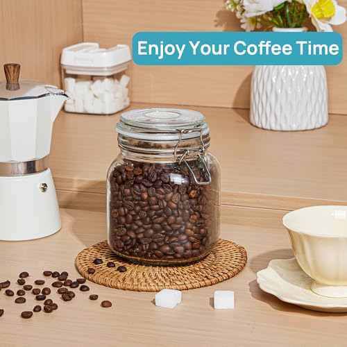 34oz Glass Food Storage Jars with Airtight Clamp Lids