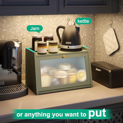 Green Bread Box for Kitchen Counter (Green / Medium-1_Tier)