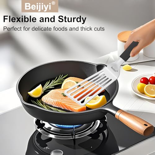 Stainlecss Steel Fish Spatula Set (Silver_Large&Small)
