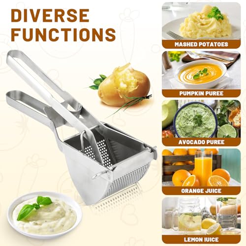 Heavy Duty Stainless Steel Professional Ricer for Mashed Potatoes
