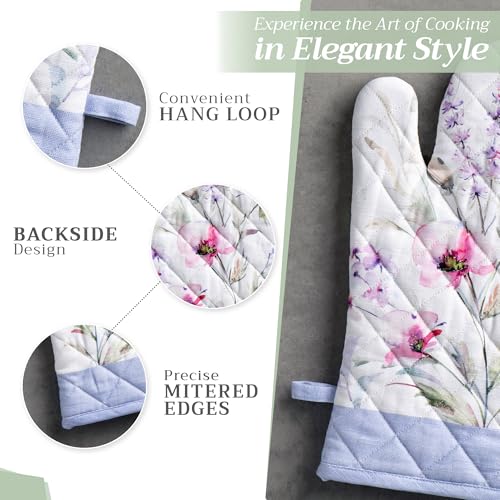 Maison d'Hermine Oven Gloves 100% Cotton Oven Mitt (068 - Summer Floral / 7.5" x 13" (Oven Mitt))