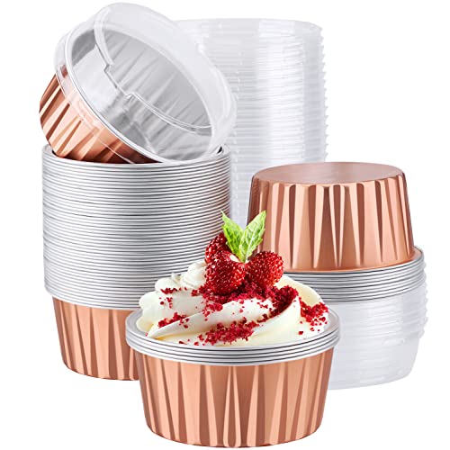Disposable Foil Ramekins with Lids (Rose Gold / 60pcs)