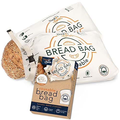 Reusable Organic Cotton Bread Bag for Homemade Loaves Large (Large - 2 Units)
