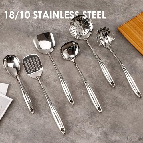18 10 Stainless Steel Cooking Utensils Set with Holder (7 Count)