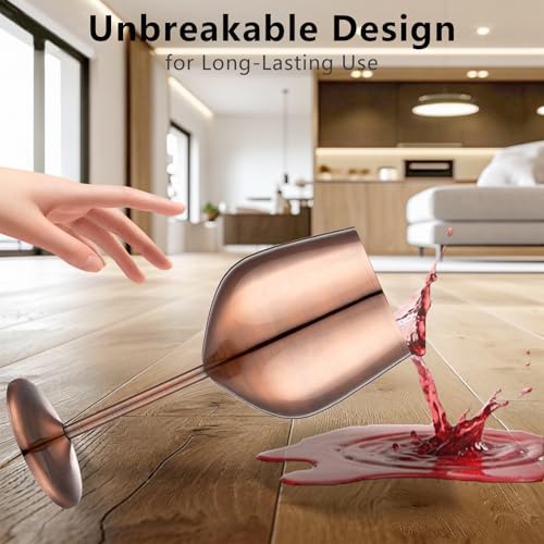 Unbreakable Stainless Steel Wine Glasses Set of 4 (Mirror Red Copper / Set of 4)