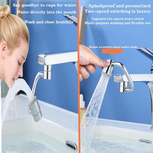 Universal Sink Faucet 1440° Rotatable Faucet Aerator Extension (2*Silver)