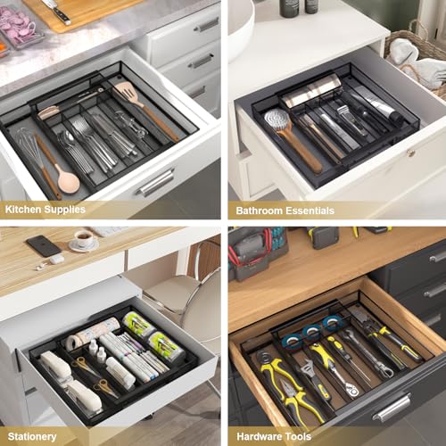 expandable silverware tray (Black / Expandable 9.6"~16.1" x 13.8")