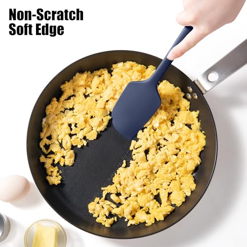 600°F Heat Resistant Silicone Large Spatula (11.4in (Flat Spatula) / Navy Blue)