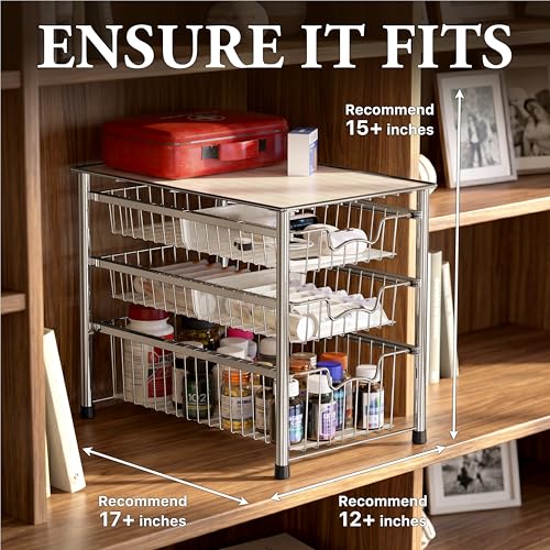 Stackable 3 Tier Sliding Basket Organizer Drawer (3-tier / Chrome)