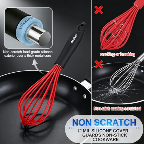Silicone Whisk (9+11+12 inch / 3 Pcs Red)