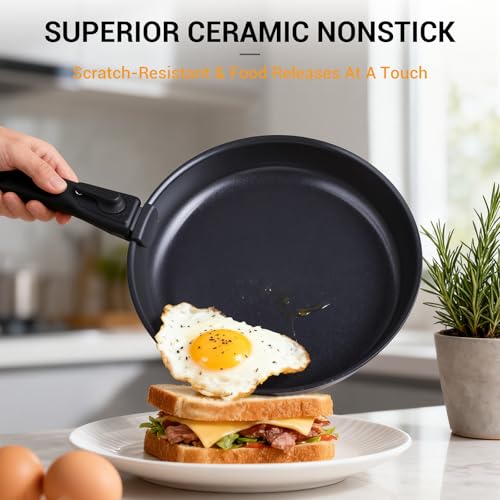 21Pcs Pots and Pans Set Non Stick with Detachable Handle (Grill Pan Set)