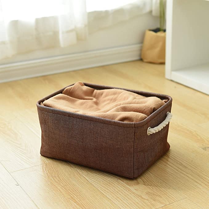 Fabric Storage Basket for Home (Brown / Medium -13.8Lx9.8Wx6.7H)
