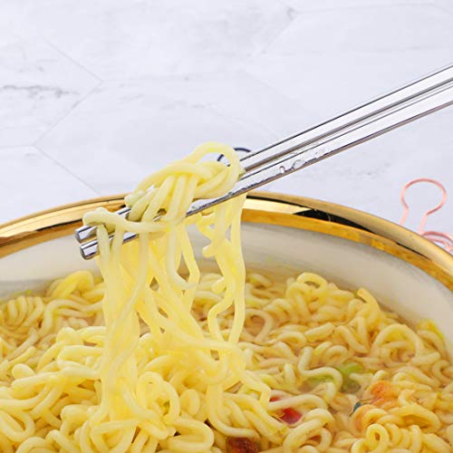 5 Pair Silver Stainless Steel Chopsticks (Silver)