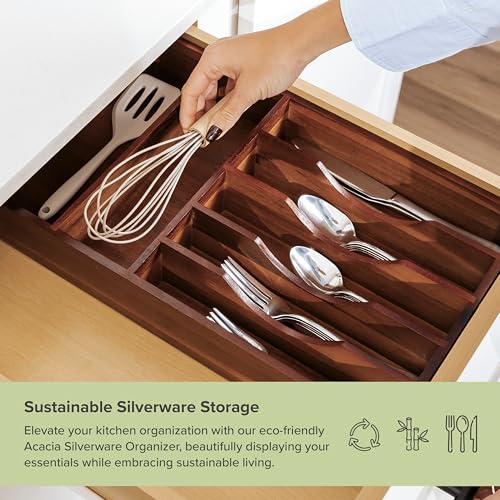 Silverware & Utensil Organizer (Natural Acacia)