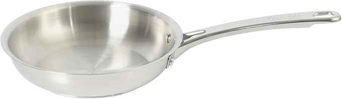 Sur La Table Kitchen Essentials Chef's Deck 8-Inch Stainless Steel Frying Pan – Induction Ready Skillet with Tri-Ply Base, Polished Finish & Hollow Stay-Cool Handle