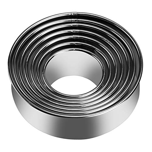 7 Pieces Stainless Steel Cookie Cutter Set Biscuit Plain Edge Round Cutters Sizes Shape Molds Ranging from 2 (7 Sizes Plain Edge)