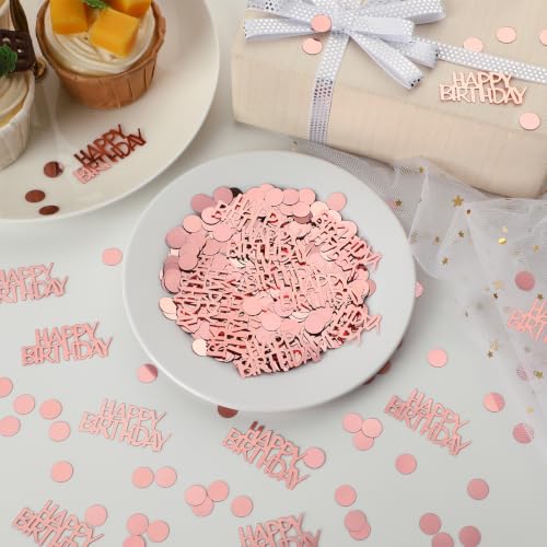 Rose Gold Happy Birthday Confetti for Table Decorations (Rose Gold Birthday)