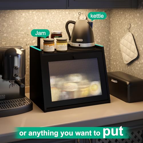 Large Bread Box for Kitchen Counter (Black / Large-1_Tier)