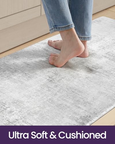 Kitchen Floor Mats Cushioned Anti Fatigue Runner (Light Grey / 59"L x 23"W x 0.4"Th)