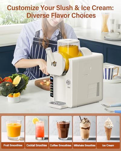 Slush Machine & Ice Cream Maker Machine 2 (75OZ 2-IN-1 - White)