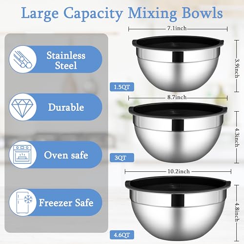 Mixing Bowls with Lids Set of 3 (6 Count)