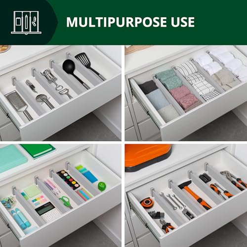 Bamboo Drawer Dividers Organizers (Large (up to 22") / Gray)