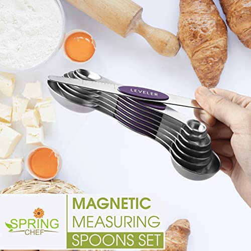 Stainless Steel Magnetic Measuring Spoons Set of 8 (Purple / 1-Pack)
